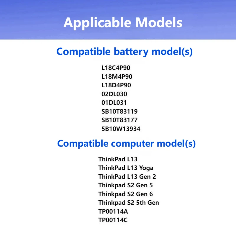 لينوفو ثينك باد L13 يوغا (2019) Gen 2 (2020) سلسلة L18C4P90 استبدال بطارية الكمبيوتر المحمول L18D4P90 15.30 فولت 2925 مللي أمبير 46Wh