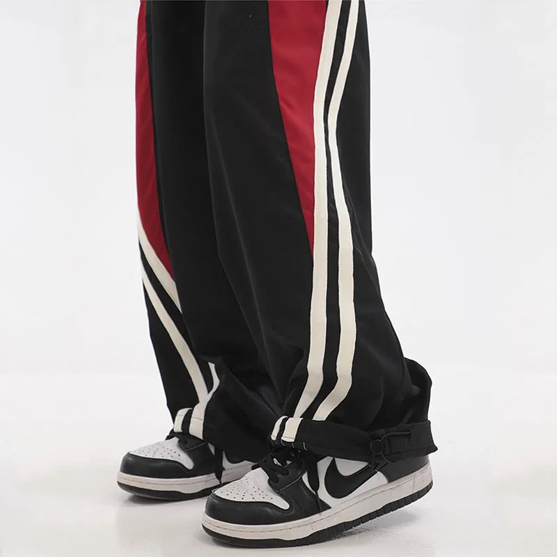 Vintage Harajuku Hip Hop Striped Jogging Sweatpants Women Contrast Color Elastic Waist Loose Streetwear Casual Sports Trousers