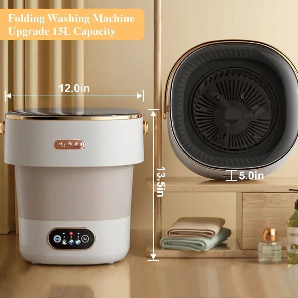 Portable Washing Machine, 15L, Upgraded Motor Cleaning Small Washer for Underwear, Baby Clothe, Apartment, RV, Travel, Camping
