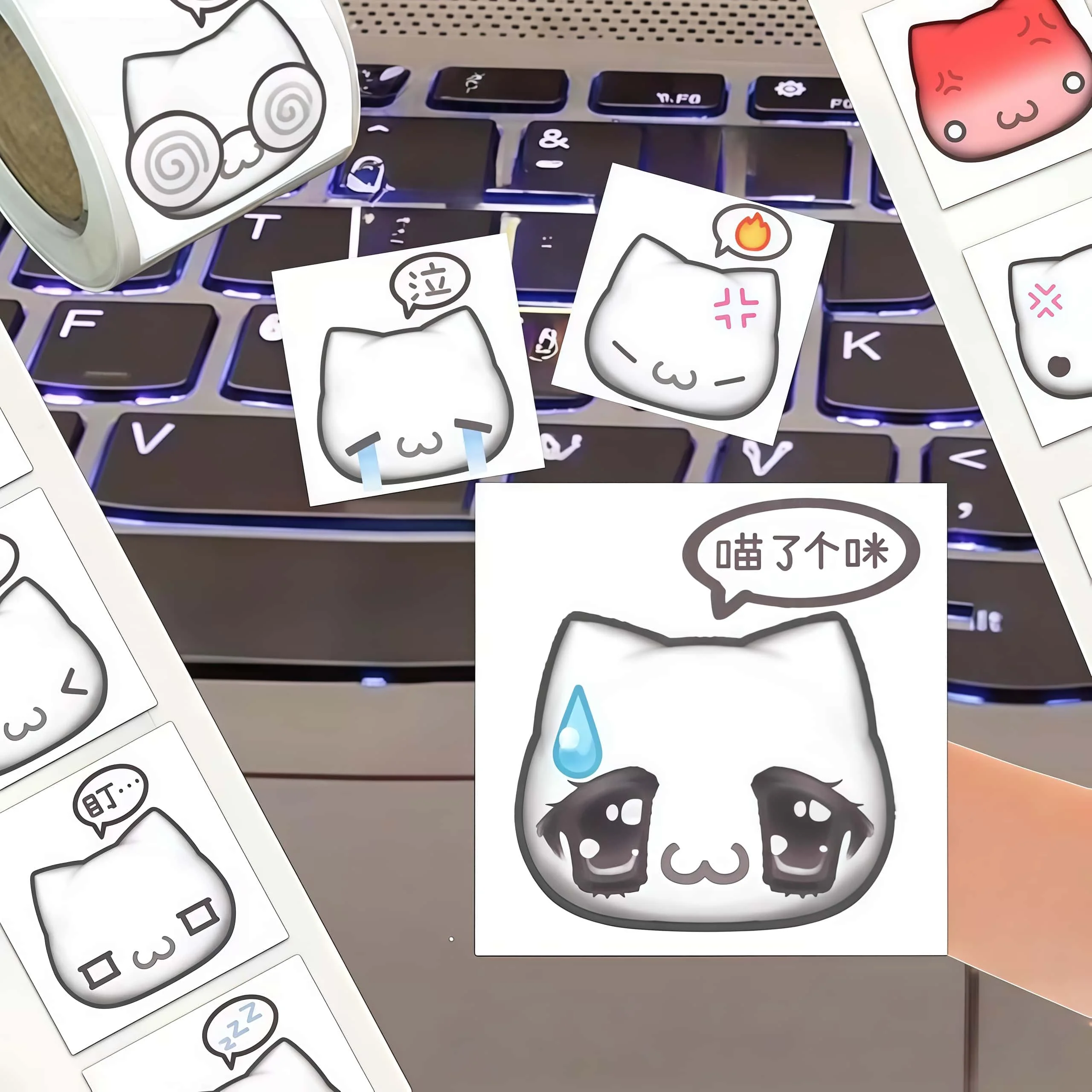 500 قطعة من ملصقات القطط اللطيفة، ملصقات ختم مختلفة مزاجية رائعة ووجه للديكور والهدايا والهدايا