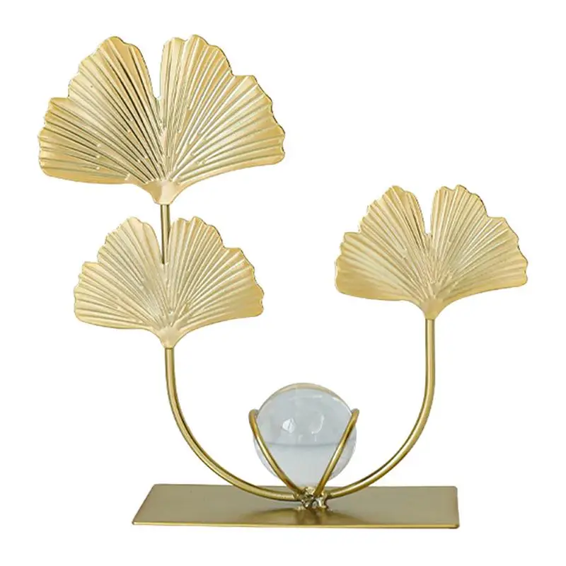 クリスタルの葉が付いた金属製のボール,机の装飾,創造的な手工芸品,家の装飾,リビングルーム,デスク