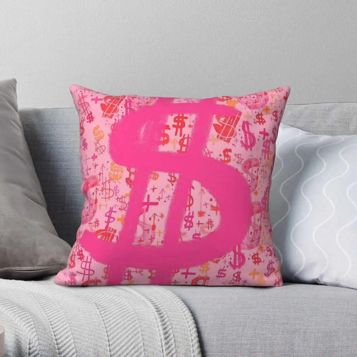 

Pink Dollar Signs Pillowcase Polyester Linen Velvet Pattern Zip Decorative Throw Pillow Case Sofa Seater Cushion Cover Wholesale