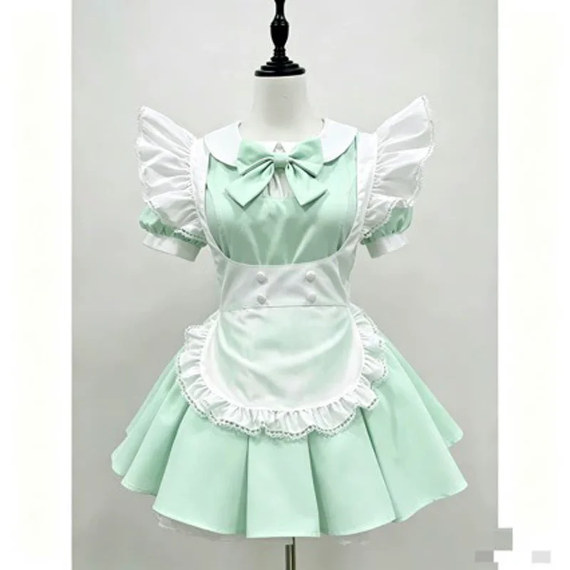 Anime Girls Cute Cosplay Pink Blue Purple Green Maid Outfit Lolita Dress Waitress Costumes Comic Con Dress Up Short Sleeve - view 3