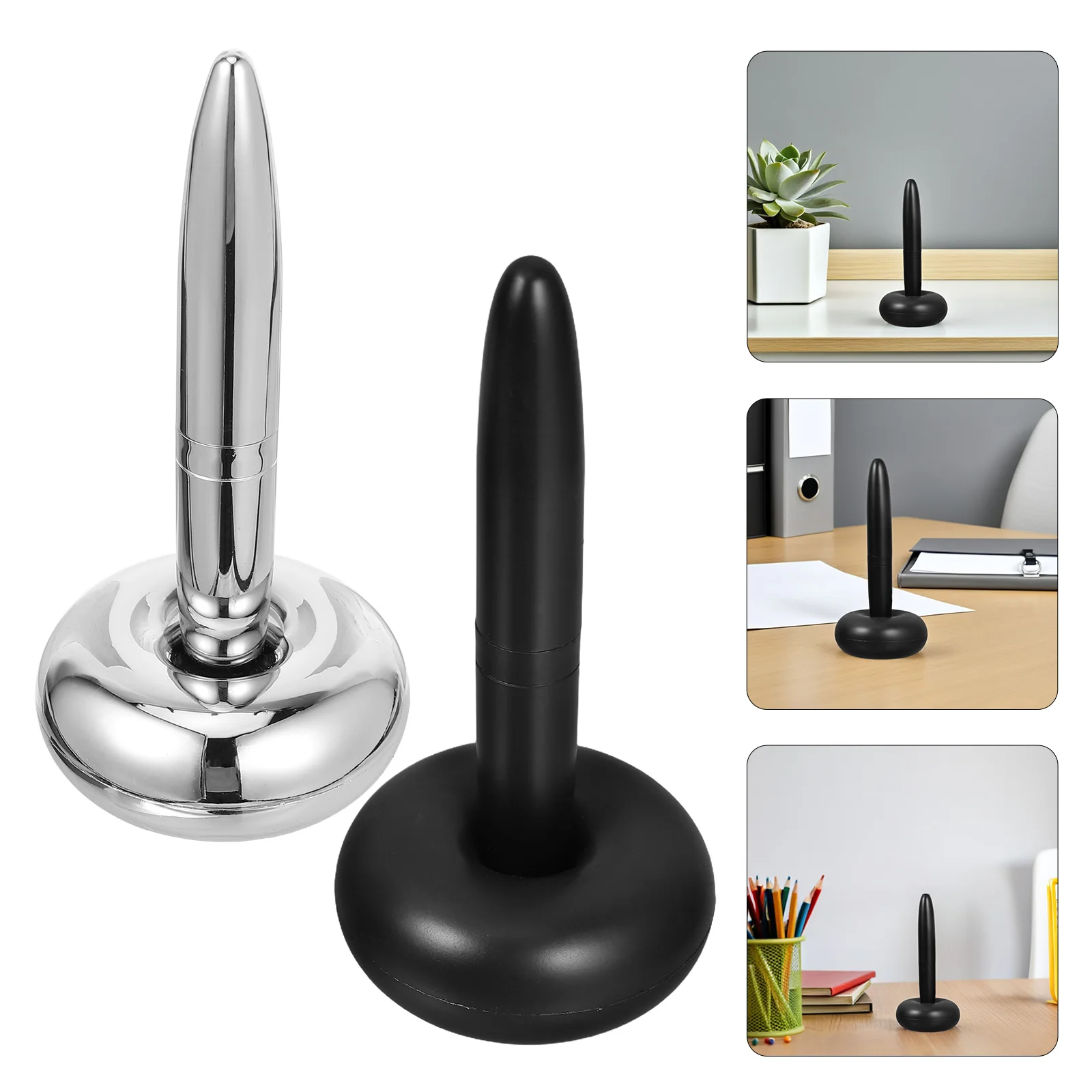 2 Pcs Signature Pen Magnetic Floating Base Metal Ballpoint Nice Pens for Men Women Office Gift Luxury Weighted Fidget Writing