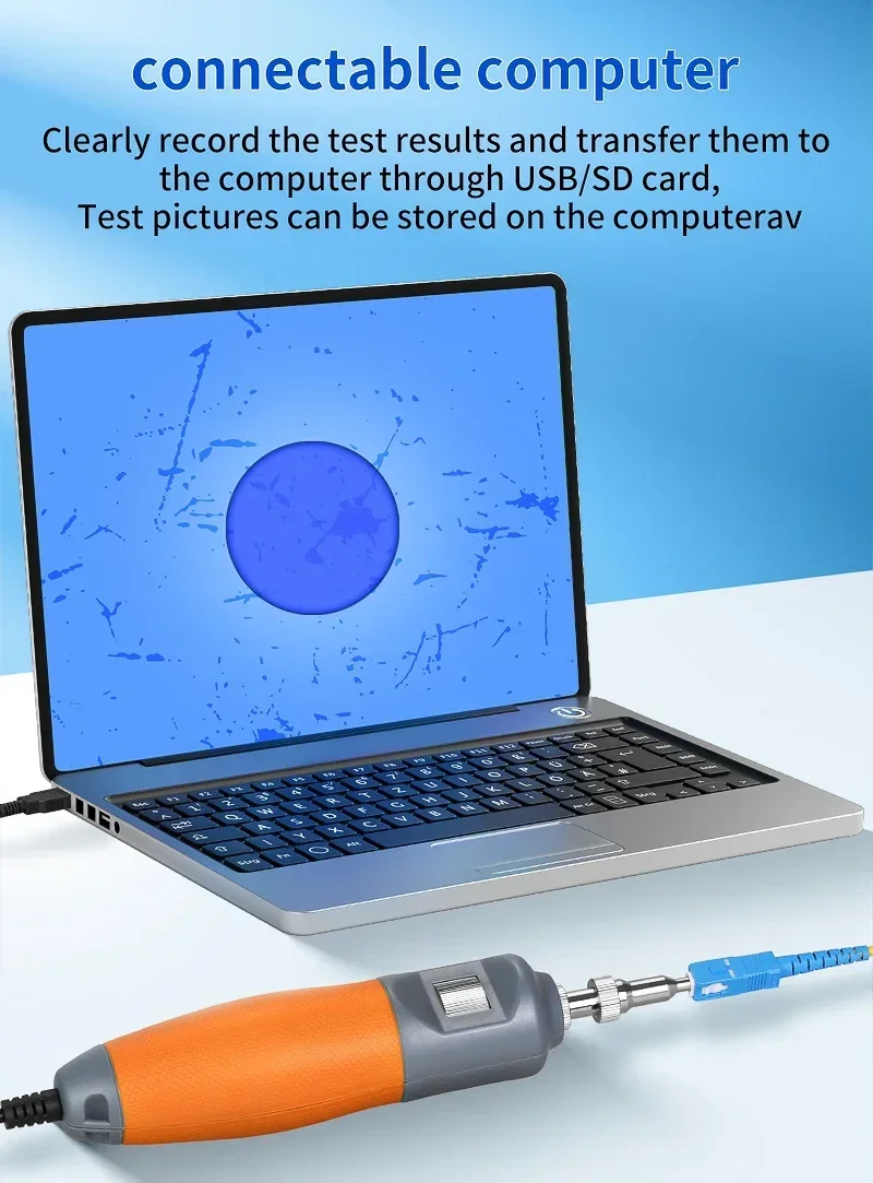 Comptyco AUA-600 limpador de fibra óptica 400x microscópio de fibra óptica 5 polegadas hd tela sensível ao toque sonda de inspeção detector facial de extremidade de fibra