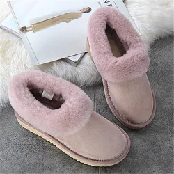 Ankle Boots New 2023 Women Genuine Leather Snow Boots 100% Natural Wool Inside Snow Boots Warm Winter Shoes Ankle Boots