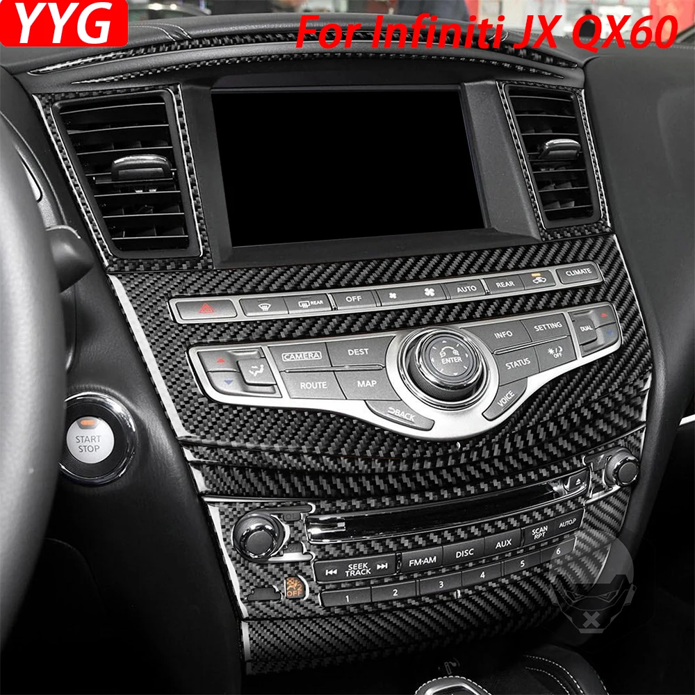 

For Infiniti JX 2013 QX60 2014-2016 Carbon Fiber Center Control Radio CD AC Panel Trim Cover Car Interior Accessories Sticker