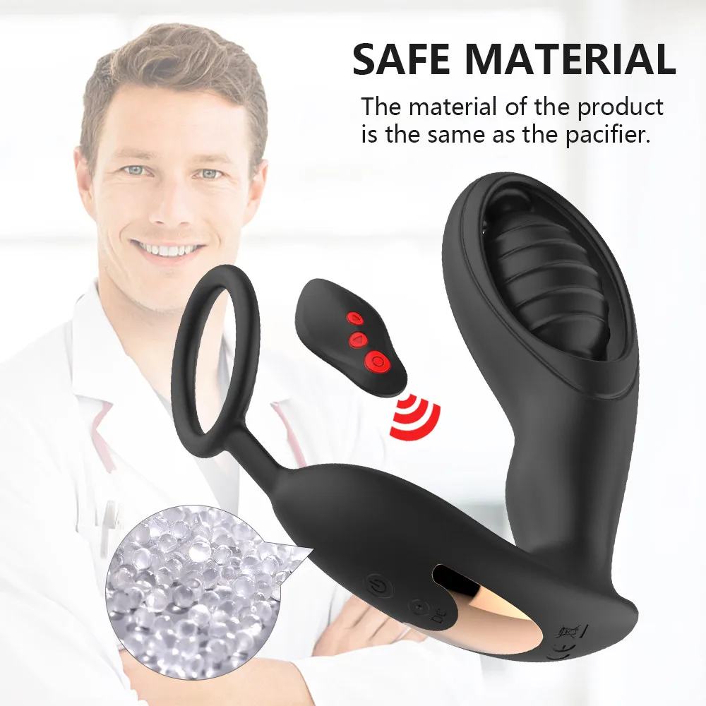 Remote Prostate Massager Anal Vibrator Toys Dildo Male Messager with Ring for Men A Powerful Motor with a Hollow Design