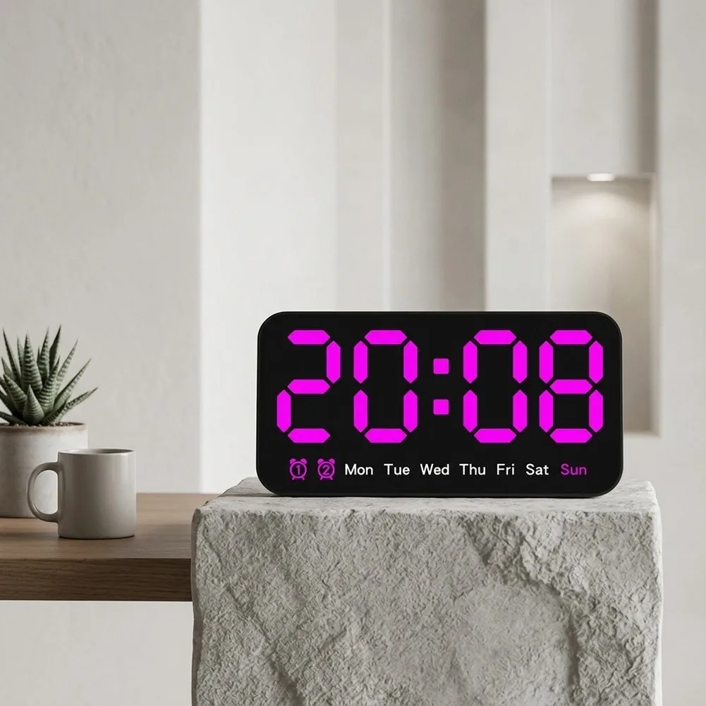 Dual Time Format Adjustable Brightness Bedroom Decor Built-in Alarm Feature Customizable Environment Easy To Read