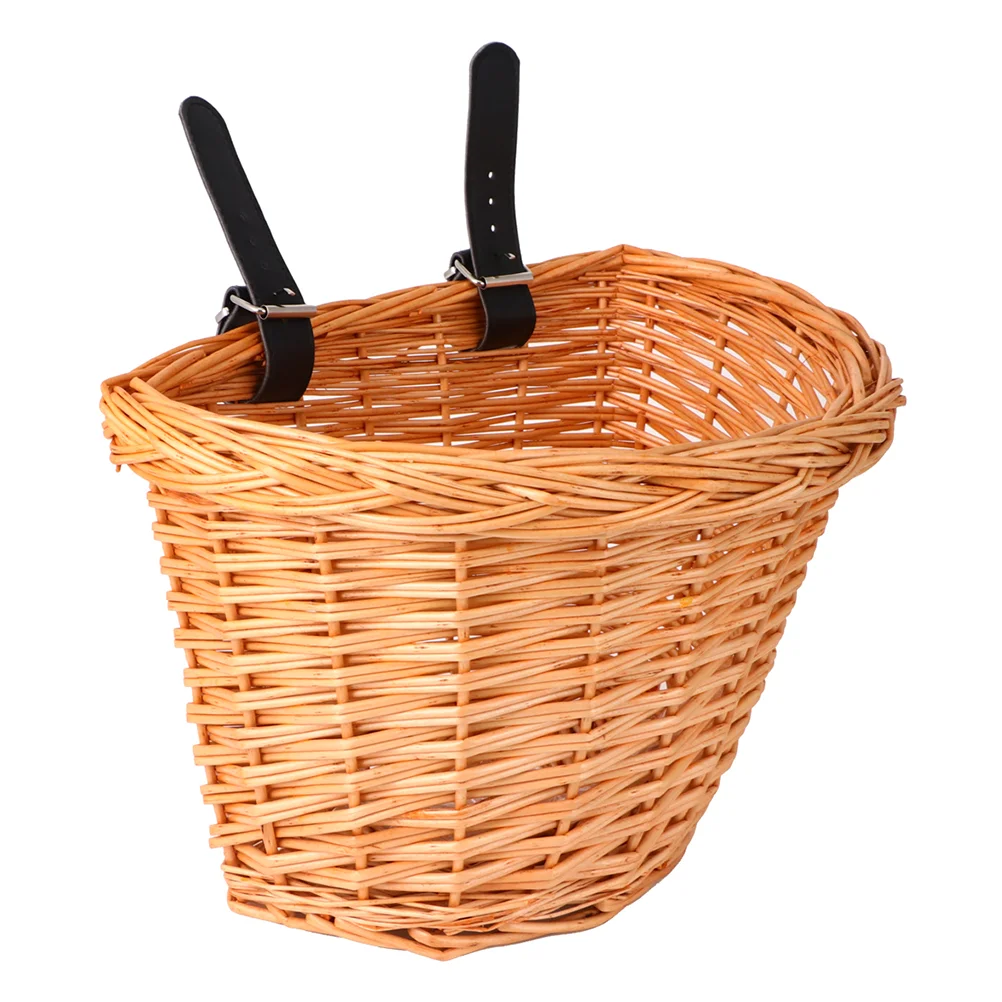 Natural Willow Wicker Bike Storage Basket Front Handlebar Water Resistant Large Space Easy Install No Tools Metal