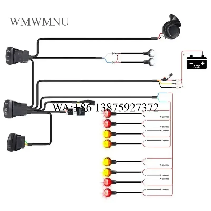 Wmwmnu UTV Turn Signal Kit with Horn Rocker Switch Flash Relay and Fuse Plug and Play Street Legal Kit for Polaris Can-Am