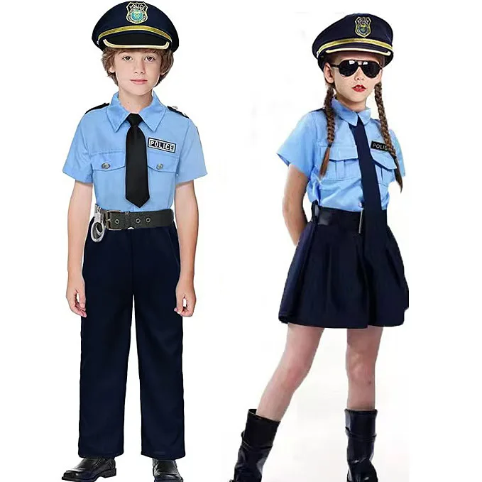 Disfraz de Policía para Niños y Niñas, Uniforme de Policía para Juego de Roles, Actuación Infantil, Disfraz de Profesión para Halloween