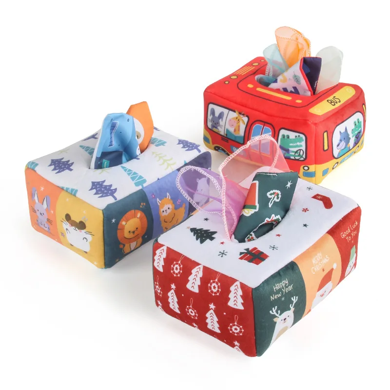 New  Early education cloth Palm book Christmas tissue boxes with ringing Washable paper Montessori Multiple Types  for KIDS