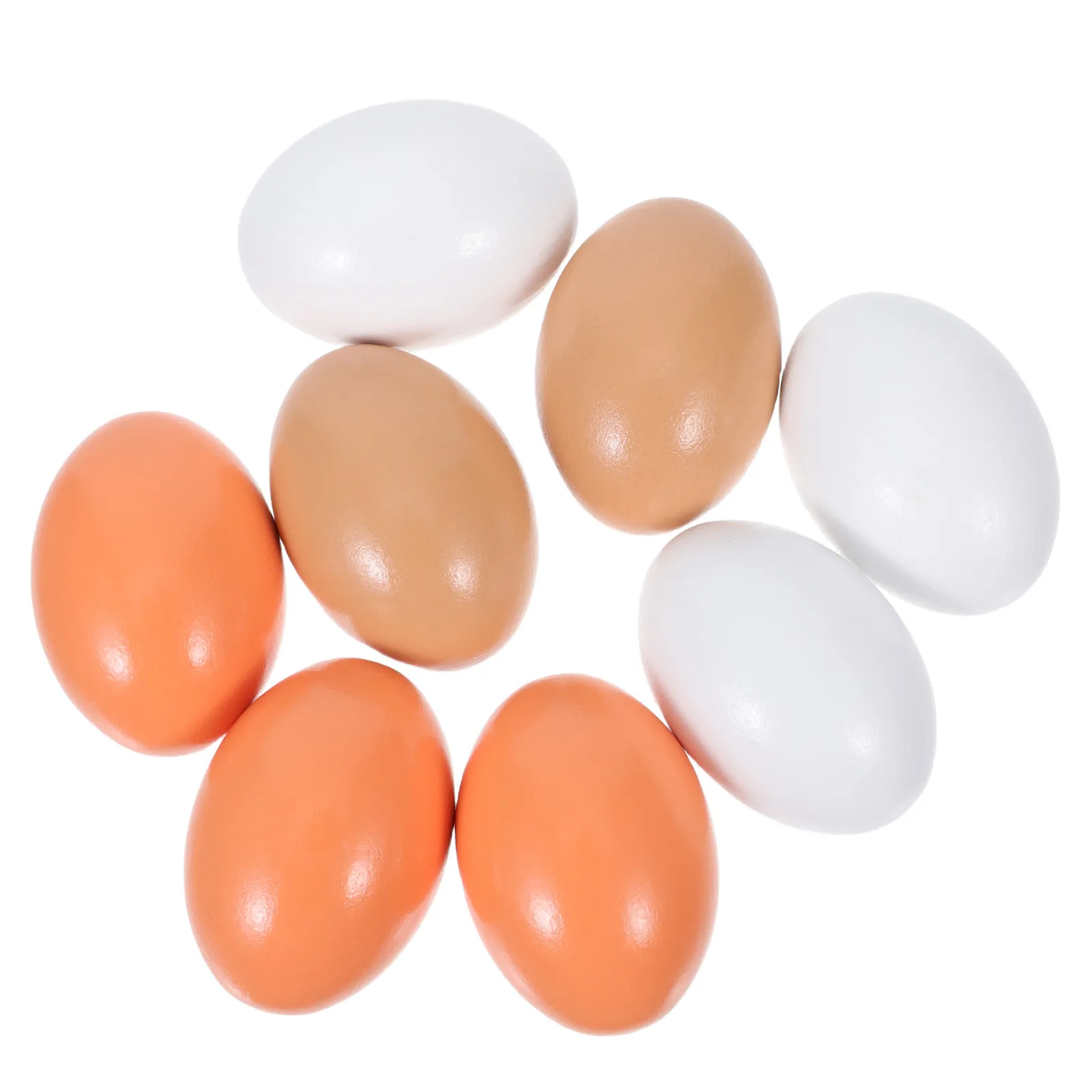 8Pcs Natural Solid Wood Fake Chicken Eggs Realistic Grain Finish Unpainted Craft Eggs for Easter Basket Fillers DIY Painting