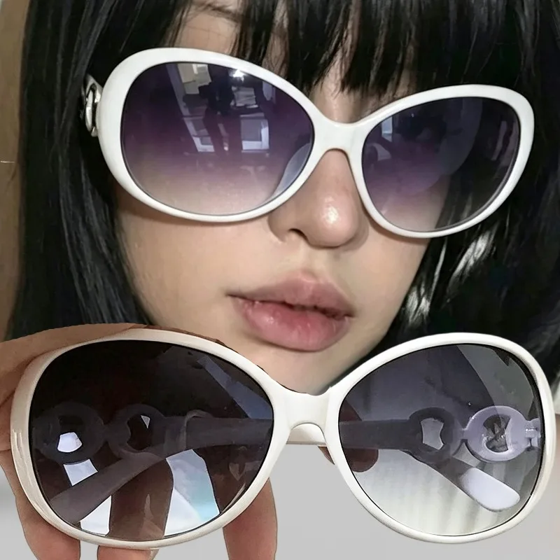Fashion Large Size Sunglasses Elegant High-end Decor for Women Men Gradient Vintage Eyewear Y2K UV Protection Oval Sun Glasses
