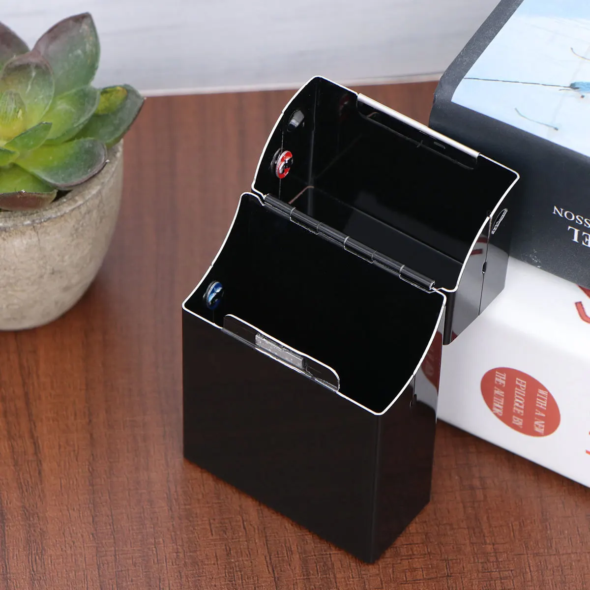 

Автоматический откидной портсигар, черный алюминиевый сплав, большая емкость, противоударный водонепроницаемый портсигар, держатель для хранения