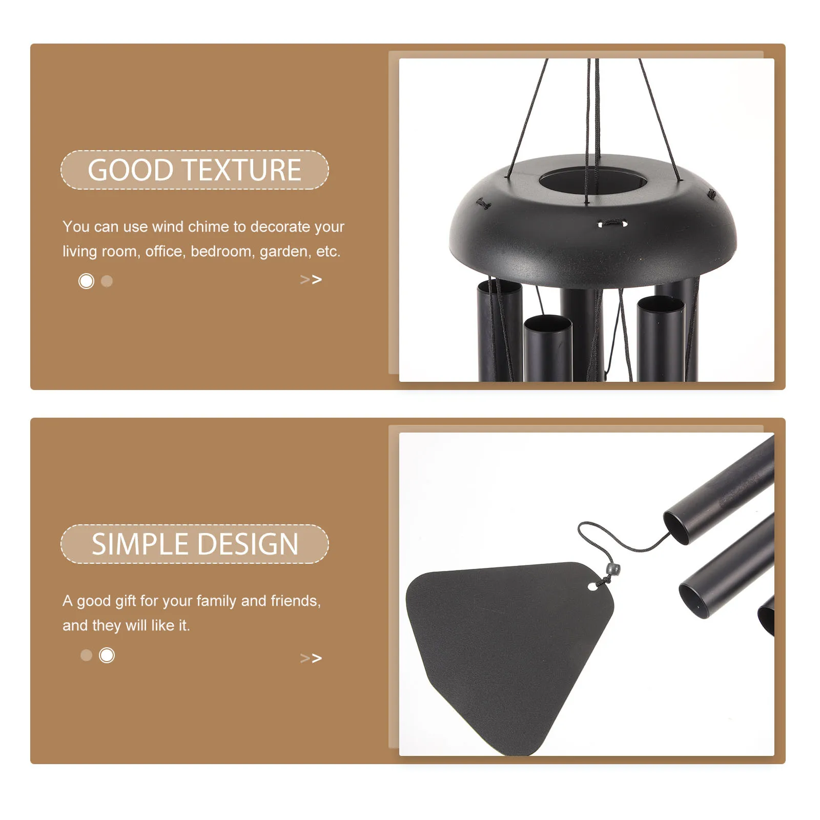 

Vintage Wooden Metal Chimes For Outdoor Garden Patio Hanging Bell Pendant Durable Retro Decorative Craft Bell Ornament Garden