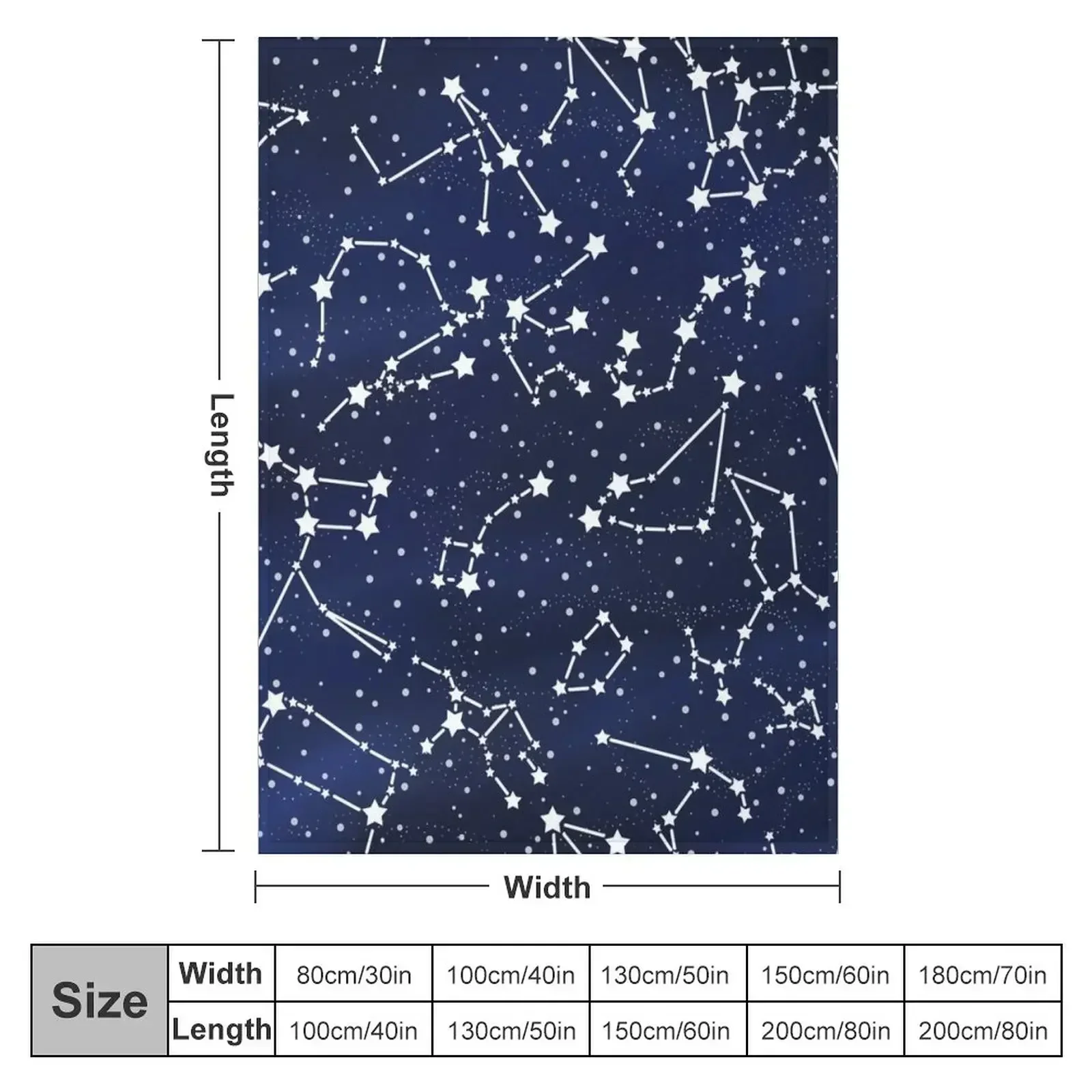 Vintage 1950s Inspired Outer Space Constellation Star Map Throw Blanket Loose Bed Blankets