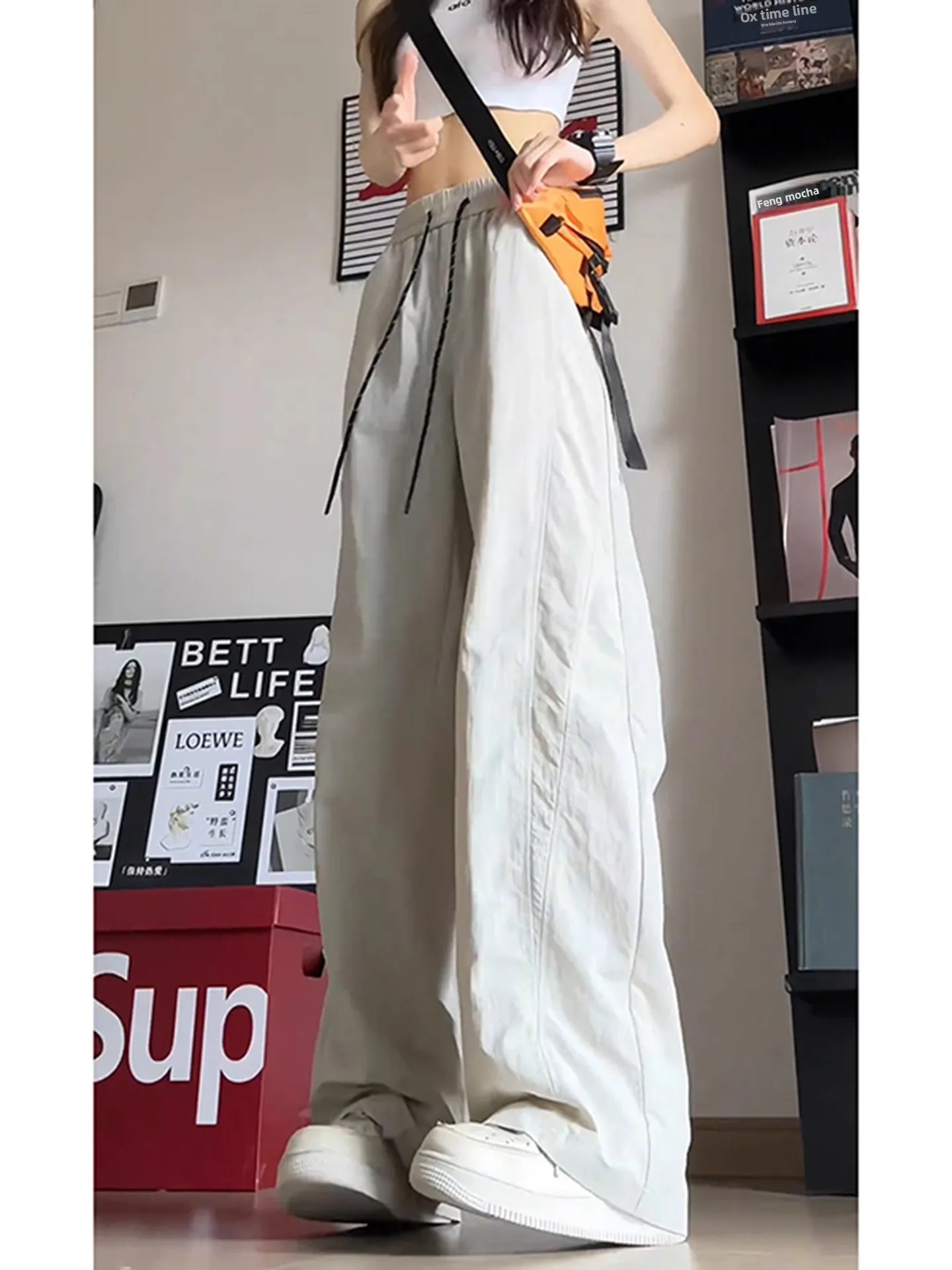 빠른 건조 얼음 실크 캐주얼 바지 여성 경량 여름 야외 태양 보호 모기 방지 작업복 스트레이트 레그 루즈 피트