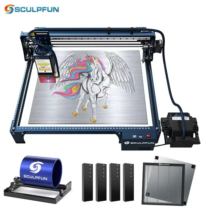 

SCULPFUN S30 Pro 3-piece Laser Engraver with Automatic Air-assist System 10W Engraving Machine Replaceable Lens Eye Protection