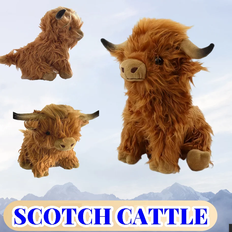 25Cm Simulated Scottish Highland Cow Plush Toy Variant Cute Fairy Calf Baby Animal Children's Birthday Present Cute Ornament