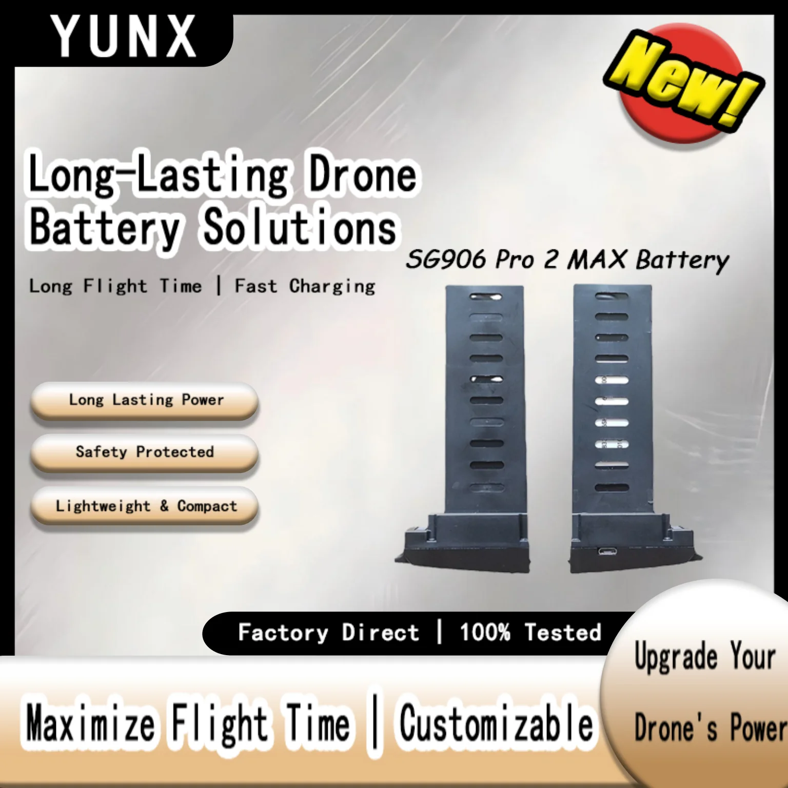 

YUNX 7.6V 3400mAh Li-Po Battery for ZLRC SG906 Pro 2 MAX XIL 193 CSJ X7 RC Drone Spare Parts