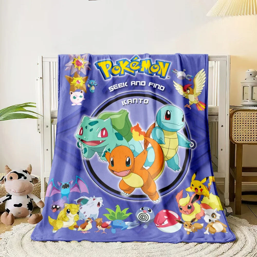 

Pokémon Cartoon printed flannel thin blanket. Four seasons blanket. for sofa, beds, living room, travel picnic blanket gifts