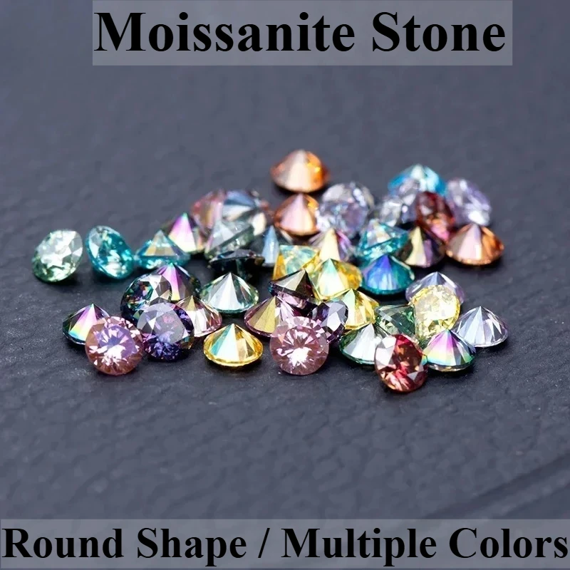 Moissanite Stones Multiple Colors Round Shape Small Sizes 3.0-4.5mm VVS1 Lab Diamonds Pass Diamond Tester for Diy Jewelry Making