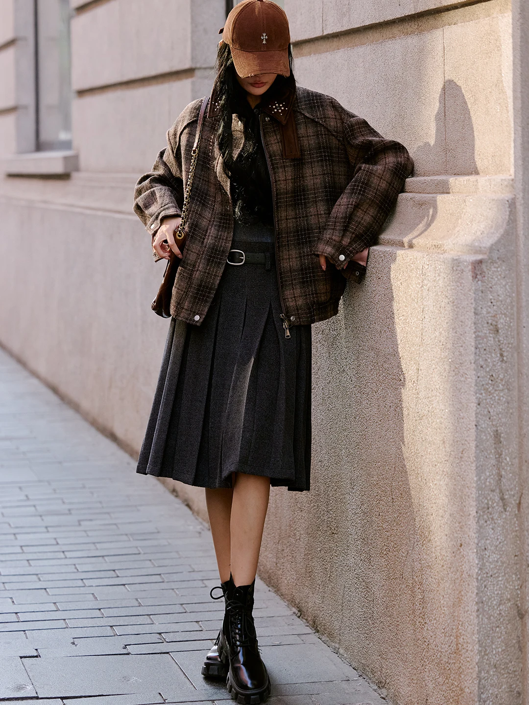 

Женская теплая куртка Luna7xi в клетку из хлопка и шерсти, свободного кроя, с длинными рукавами, для повседневной носки, новинка зимы