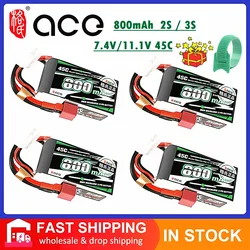 Originale Gens ACE 800mAh 2S 3S 7.4V 11.1V 45C Avionics con spina T/JST batteria al litio per aereo modello aereo Drone ad ala fissa