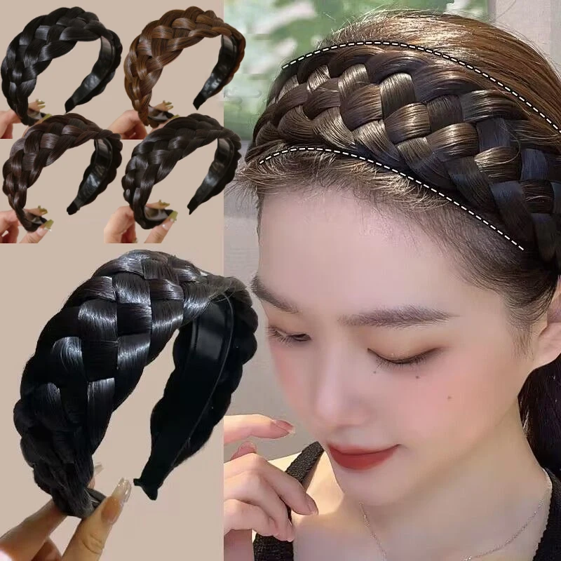 Fashionable Lovely Wig Twist Headbands Wide Fishbone Braids Hairbands Head Hoop Hair Styling Women Hair Accessories Daily Wear