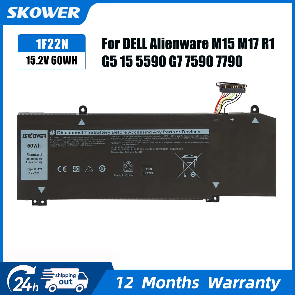

Аккумулятор SKOWER 1F22N для Dell Dell G7 7590 7790 G5 15 5590-D2783W 5590-D2865B 5590-D2842W Alienware M15 R1 M17 R1 P79F P37E