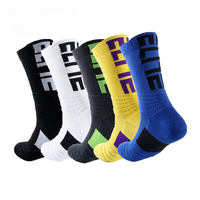 5Pairs Professional Cotton Basketball Socks Elite Thick Sports Socks Compression Durable Skateboard Towel Bottom Socks Stocking