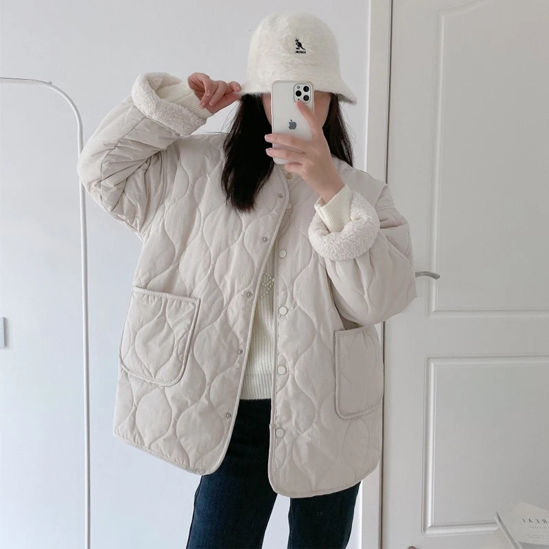 

Autumn Winter Imitation Lamb Wool Cotton Jacket Women Overcoat Thicke Lamb Wool Cotton Clothes Female Outwear Warm Parka Casaco