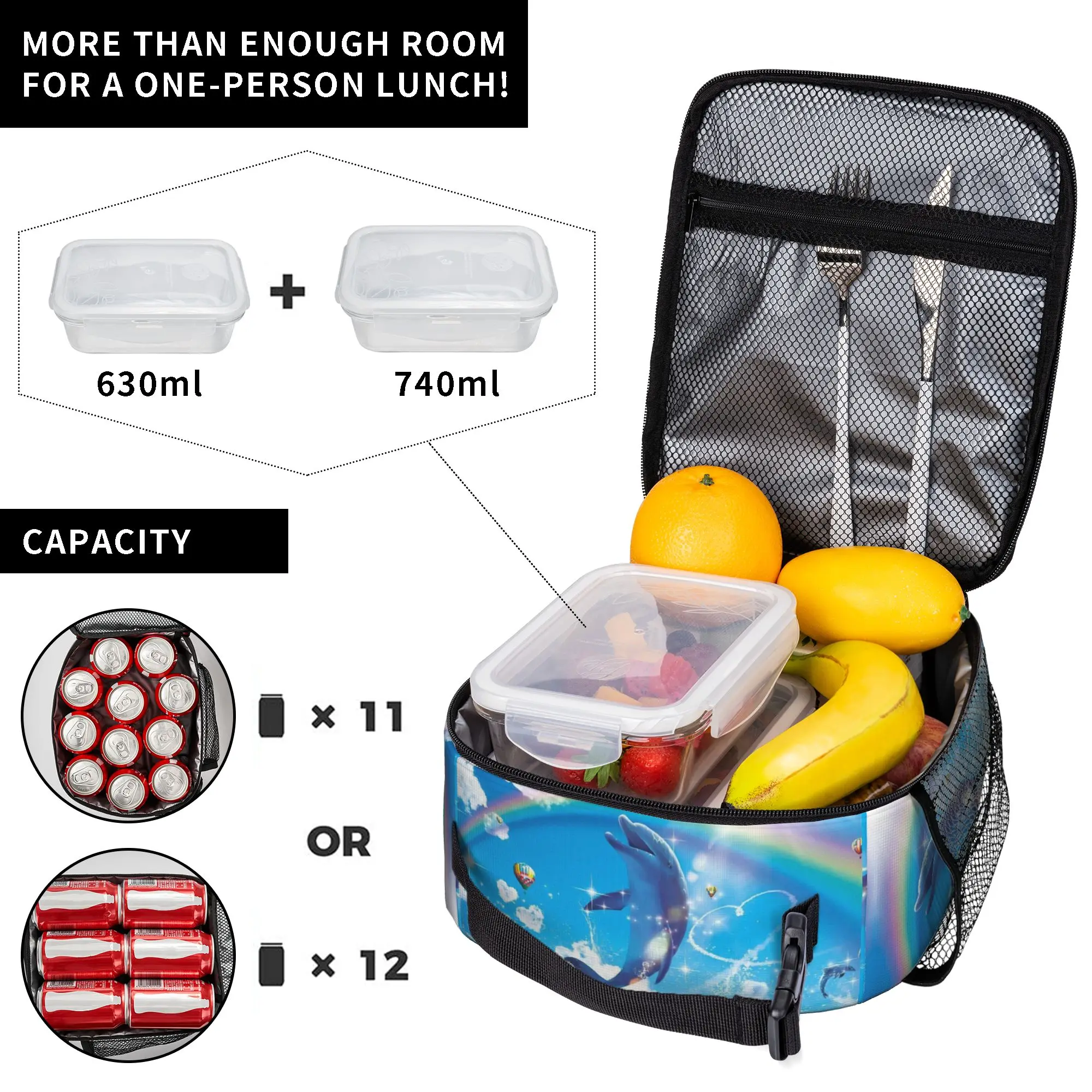 Frutiger Aero Art Vibes Scenery Insulated Lunch Tote Bag for Travel Fashion Portable Thermal Cooler Large Size Food Bag