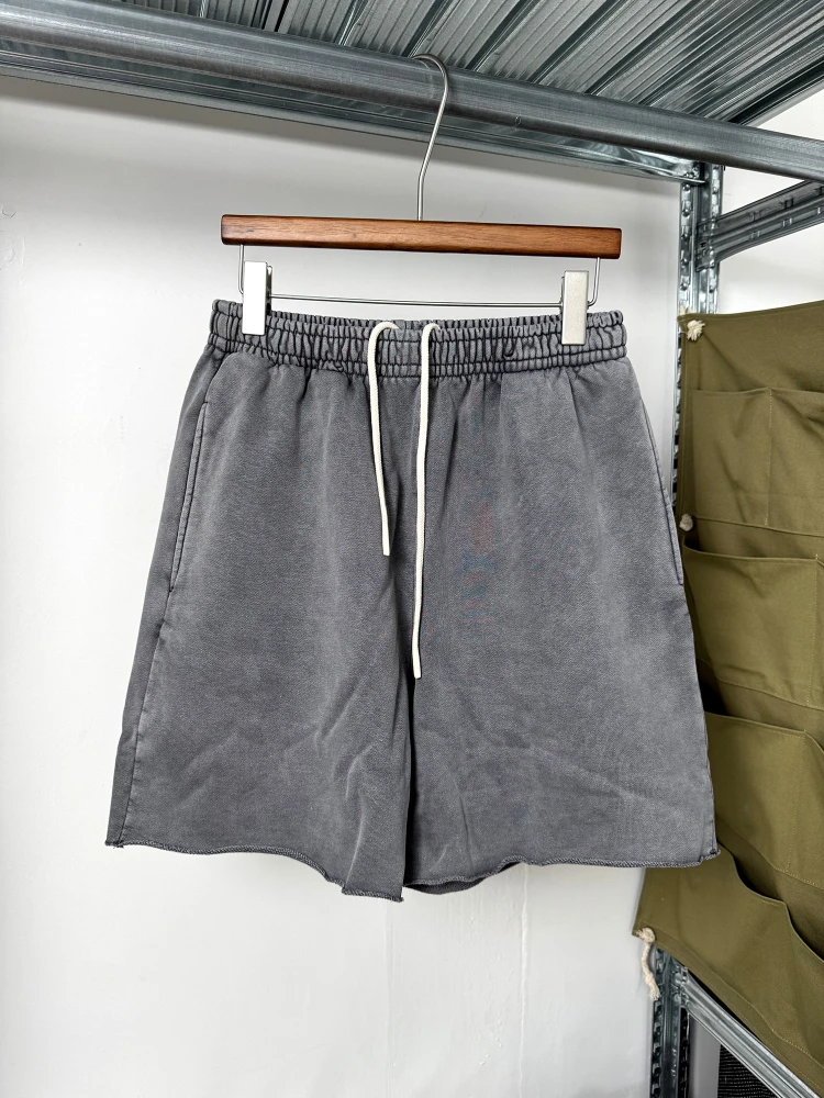 BOWWOW gewaschene, lssige Frottee-Shorts aus reiner Baumwolle mit Kordelzug