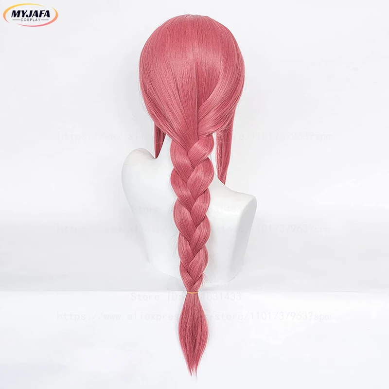 Haute qualité Makima Cosplay perruque Anime tronçonneuse homme Cosplay longue corail rose tressé résistant à la chaleur cheveux jeu de rôle perruques + bonnet de perruque