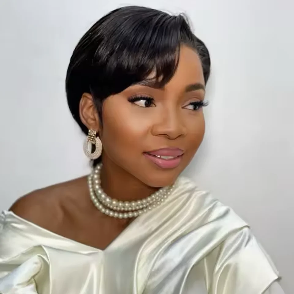 Glueless Straight Pixie Cut Human Hair Wigs Short Wig Right Part Lace Wigs Pixie Cut Wig Natural 100% Human Black Wig