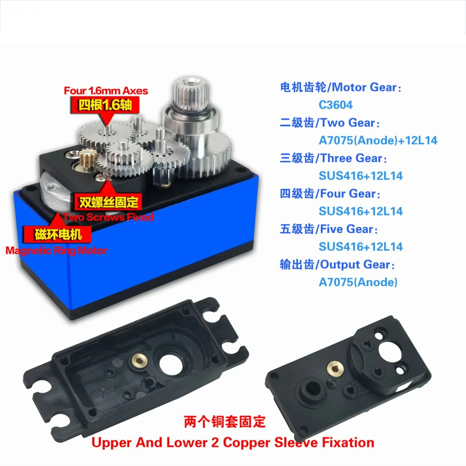 12KG Short Body Servo SPT 4412LV 180° Digital Metal Gear Low Profile for 1:10 1:12 RC Car SCX10 TRX4 Drift Robot Crawler 3D Part