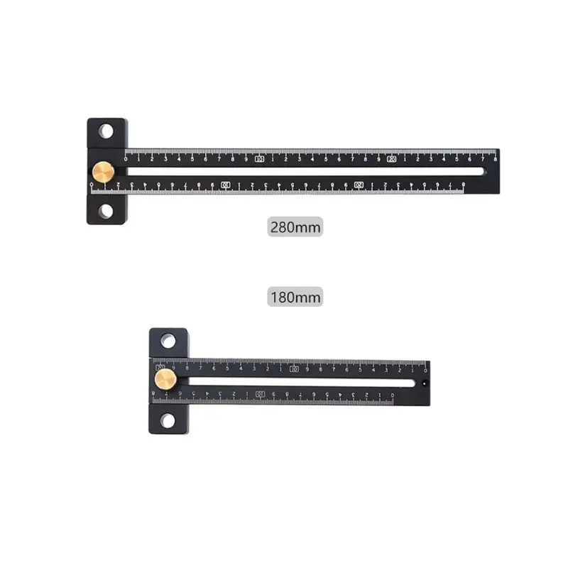 Aluminum Alloy 180/280mm Scale Metric Measure Scribing Ruler for T Woodworking Carpentry Marking Tool