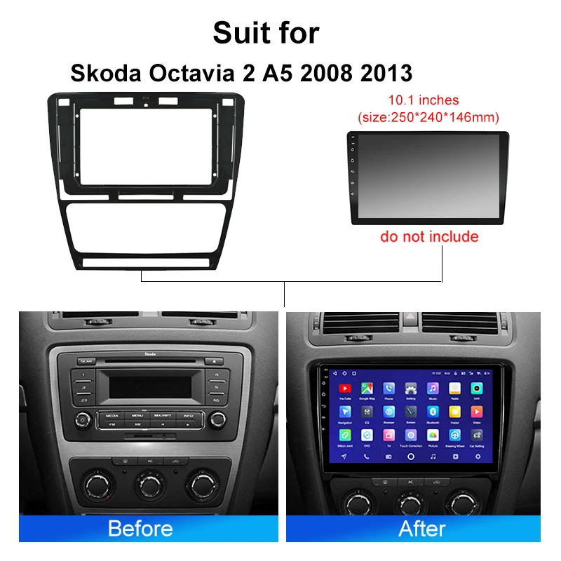 KENVOX 자동차 안드로이드 라디오 프레임 Skoda Octavia 2 A5 2008 2013 10 인치 2DIN Fascia 스테레오 패널 하네스 와이어 Canbus 박스 코드