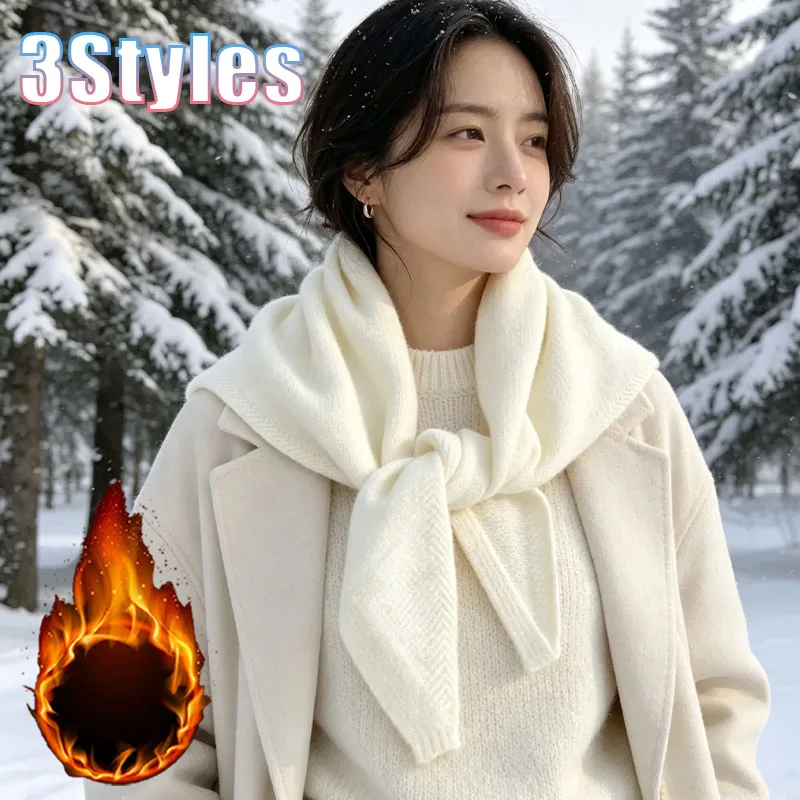 1-10PCS Women Wool Triangle Scarf Elegant Soft Warm Cozy Chunky Knit Fall Winter Wrap Neck Cover Daily Commute Party Gift