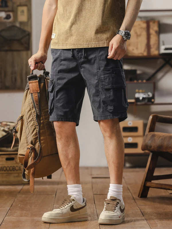 

Loose Fit Workwear Shorts Men's Summer New Style Five-Quarter Length Casual Sporty Military-Inspired Cotton Blend Pants