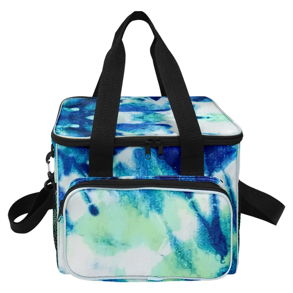 

Hip Hop Popular Trendy Novelty Colorful ink wash 3D Printed Larger Crossbody Lunch Bag Thermal insulation Food Handbags Ice Bags