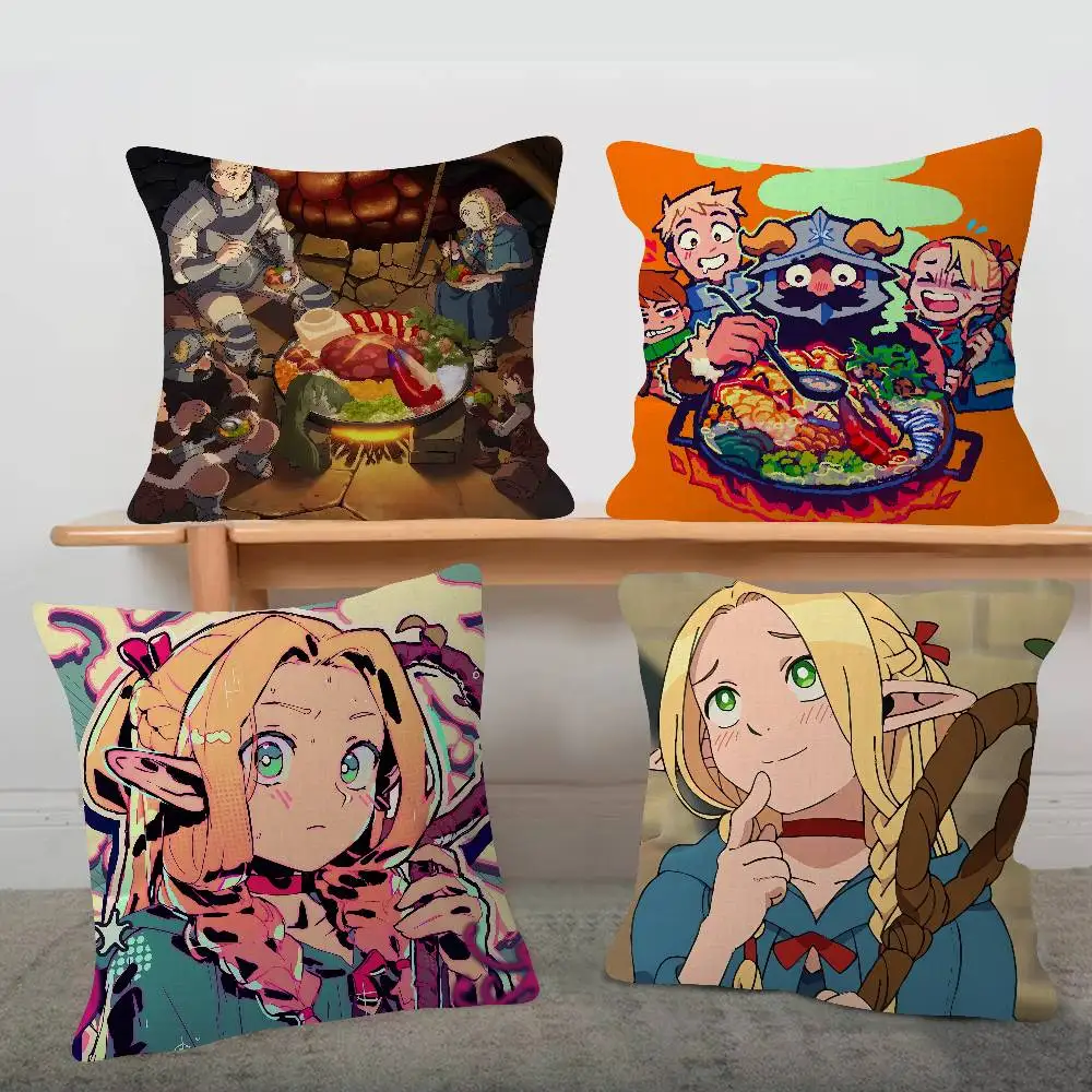 Anime Delicious In Dungeon Cartoon Series Square Pillowcase Soft Waist Sofa Cushion Cover Bedroom Room Pillowcase
