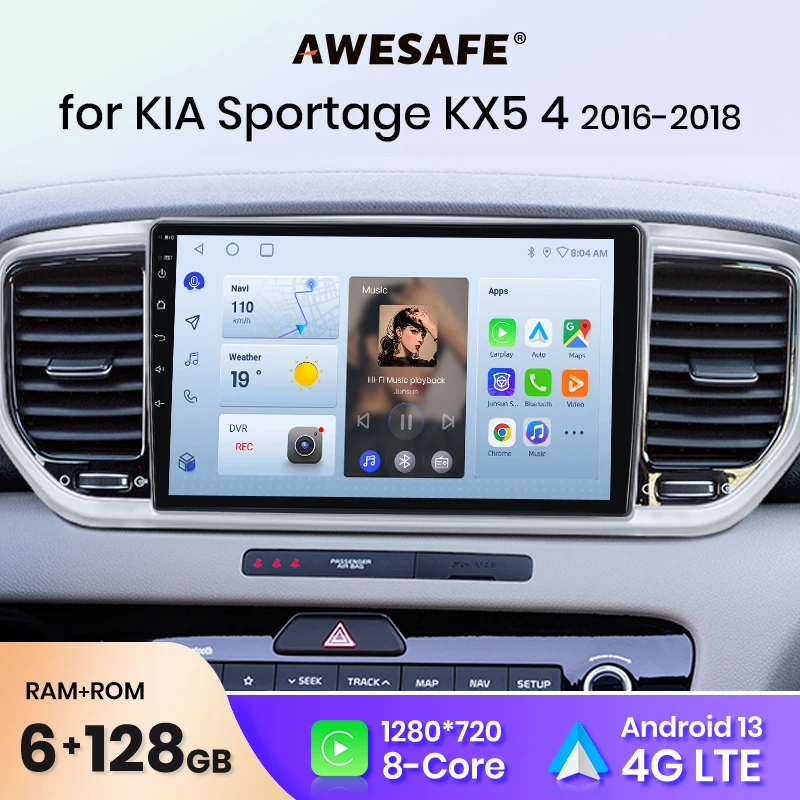 AWESAFE PX9 Car Radio Autoradio for KIA Sportage KX5 4 2016 2017-2019  Wireless Carplay Screen Android Auto Stereo GPS Navi FM