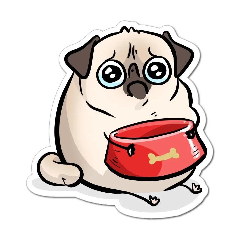 

Various Sizes Funny Self-Adhesive Decal Sad Hungry Pug Car Sticker Waterproof Auto Decors on Bumper Rear Window Height 8 cm