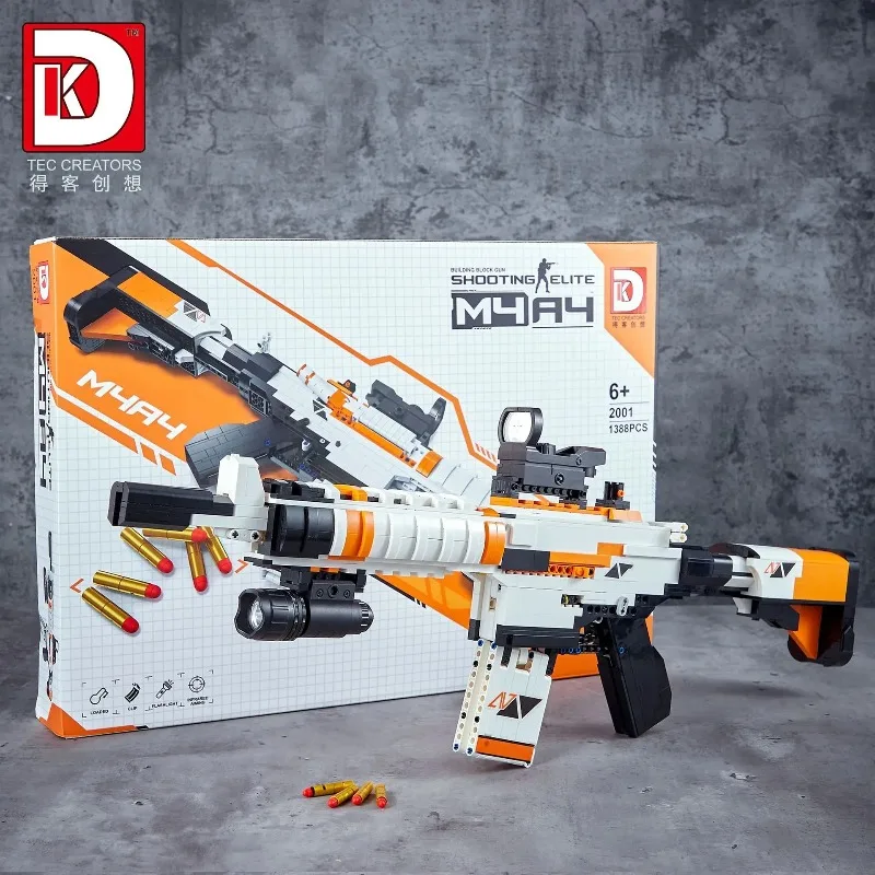 M4A4 Rifle Puzzle Assembly Building Block Model Gun Weapon Submachine Gun Creative Building Block Toy Desktop Decoration