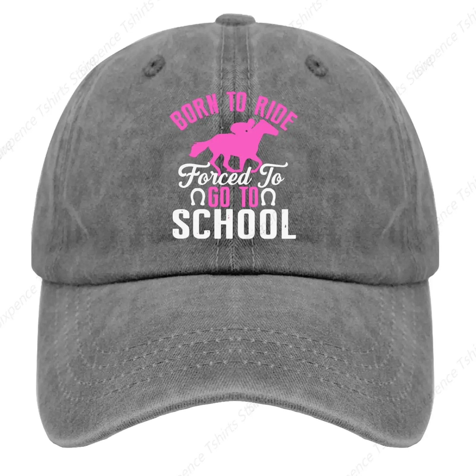 Bork to Ride Forced to Go to School Golf Hat Dad Hats Pigment Gray Hat for Men Gifts for Her Golf Cap