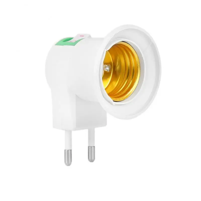 TIKLEE E27 LED Light Lamp Bulbs Socket Base Holder EU/US Plug Adapter ON/OFF Switch White